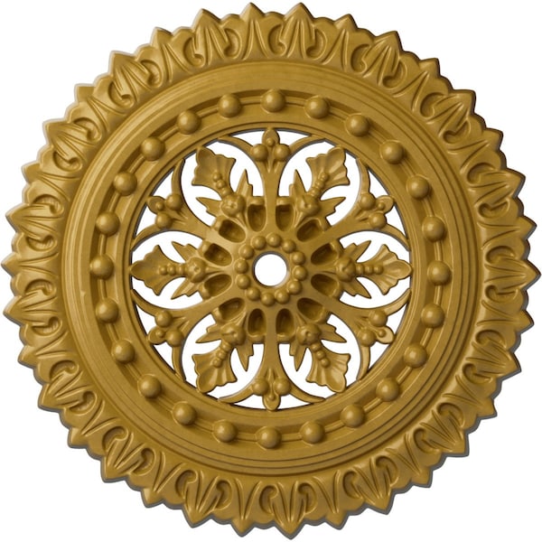 Ekena Millwork Sellek Ceiling Medallion (Fits Canopies up to 1 1/8"), 18 1/2"OD x 7/8"ID x 1 1/2"P, Iridescent Gold CM18SKIGS - main
